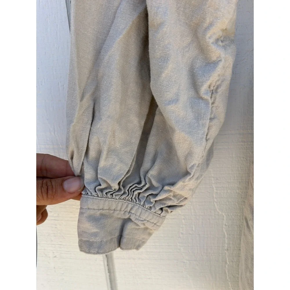 Banana Republic Linen‎ Blend Romper, Button Front Tie Waist, Long Sleeve, Sz XS